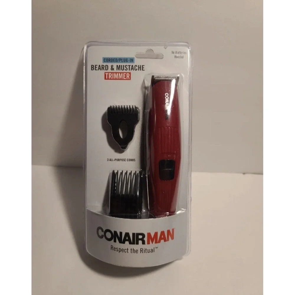 Conair GMT8 Beard & Mustache Trimmer Rechargeable Cordless Grooming Kit Red NEW